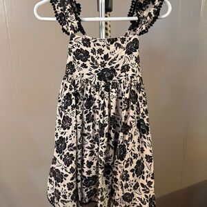Floral Black‎ and White lined dress-toddler girl 18m